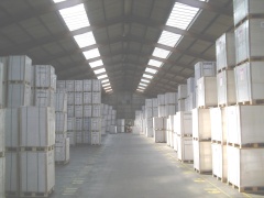 Pallets of paper in store